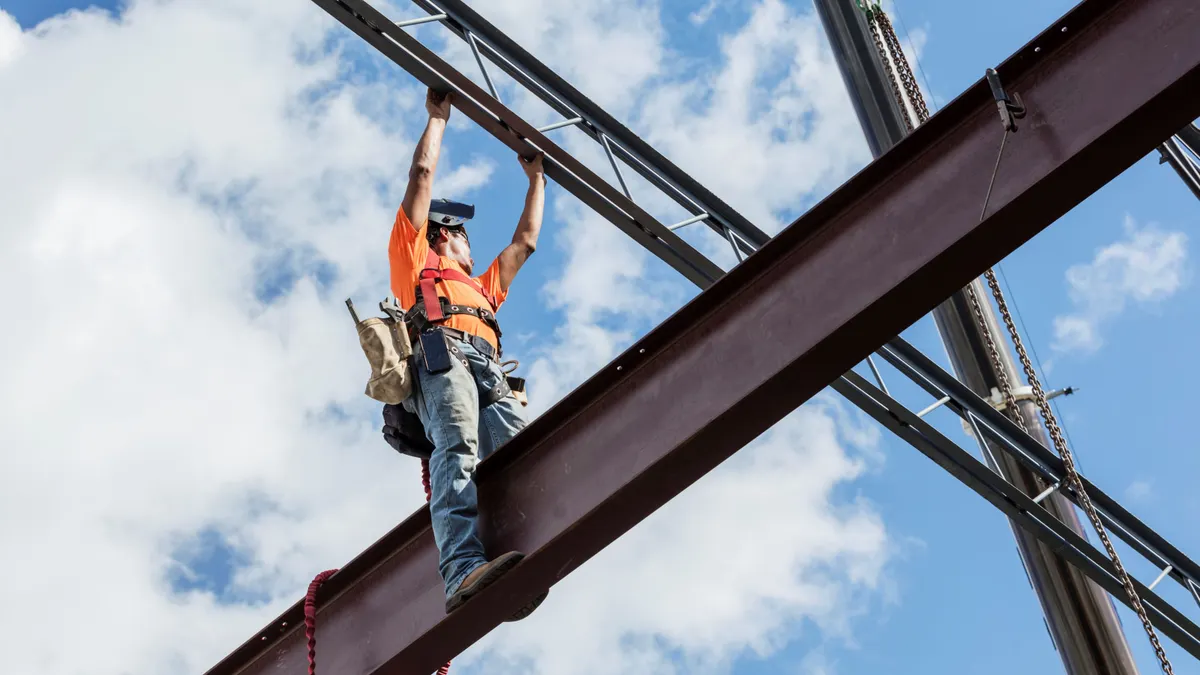 An ironworker on a construction jobsite.