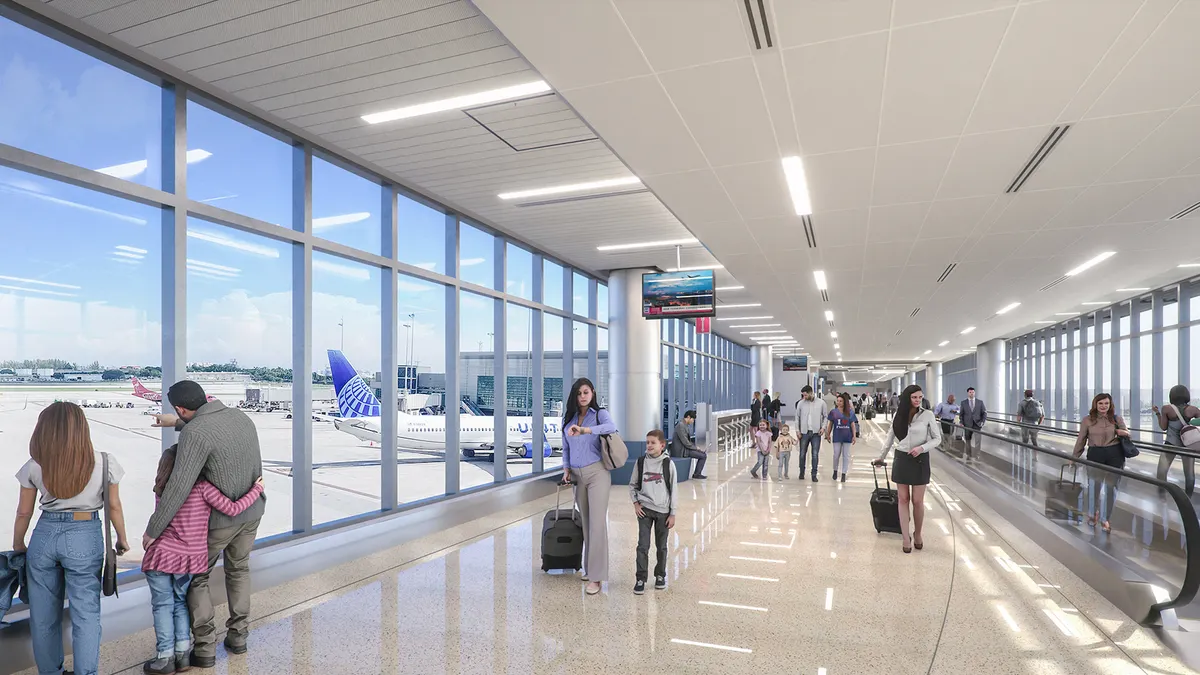 A rendering portrays the vision for a terminal connector beyond security checkpoints at Fort Lauderdale-Hollywood International Airport.