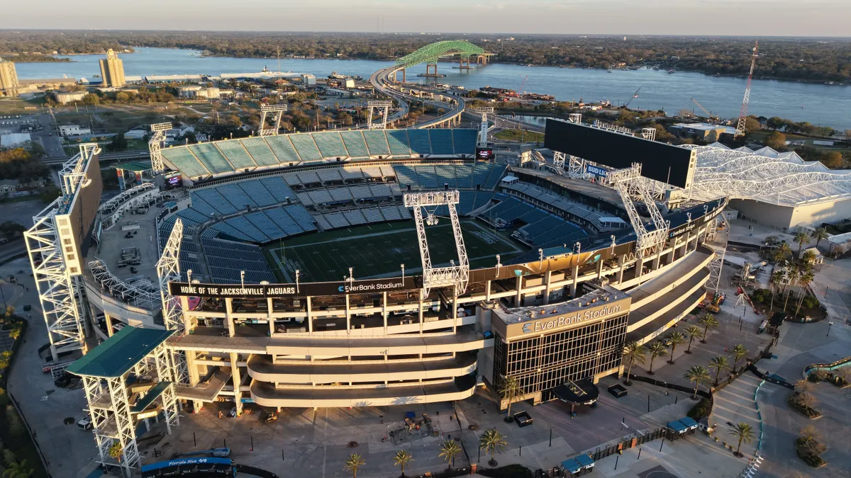 Aerial view of Everbank Stadium in Jacksonville, Florida.