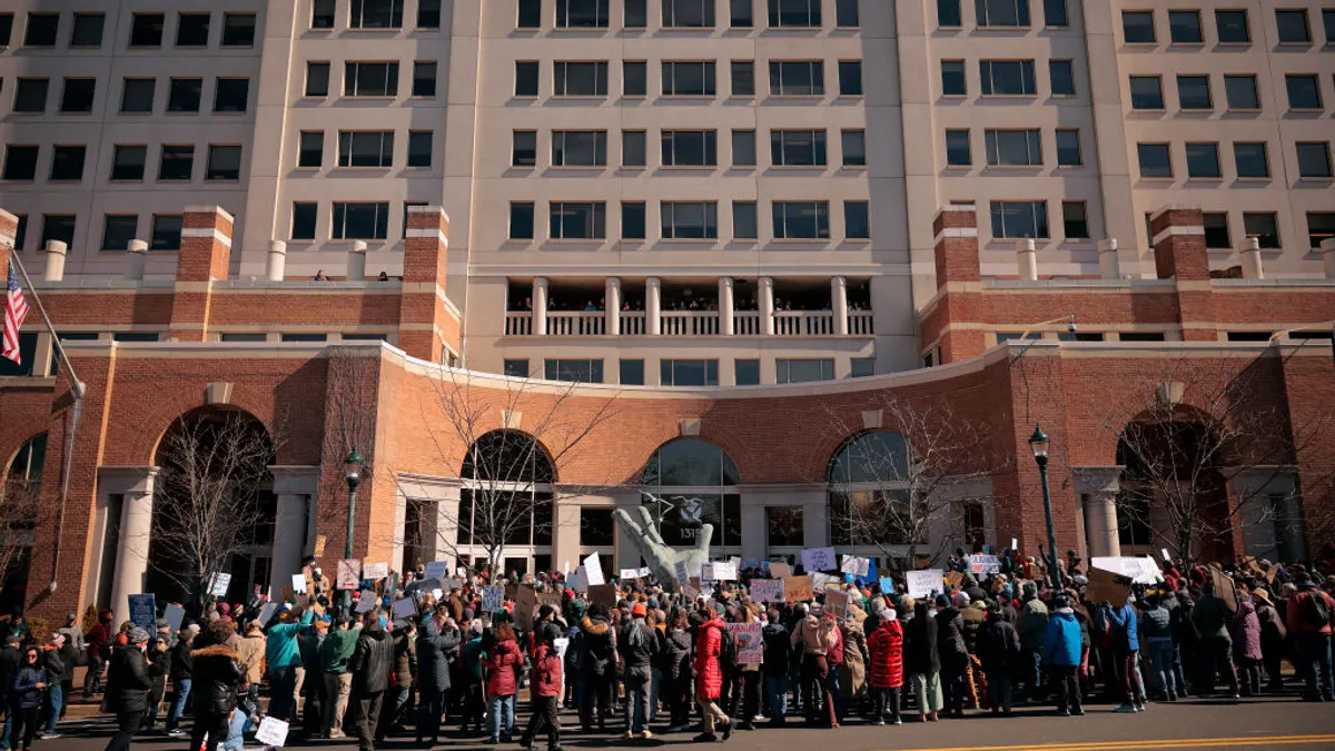 Federal workers protesting outside of NOAA