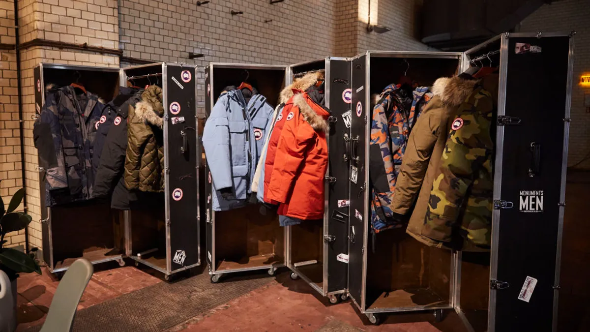 Canada Goose jackets are seen at the panel talk with VARIETY at ewerk on Feb. 20, 2020, in Berlin, Germany.