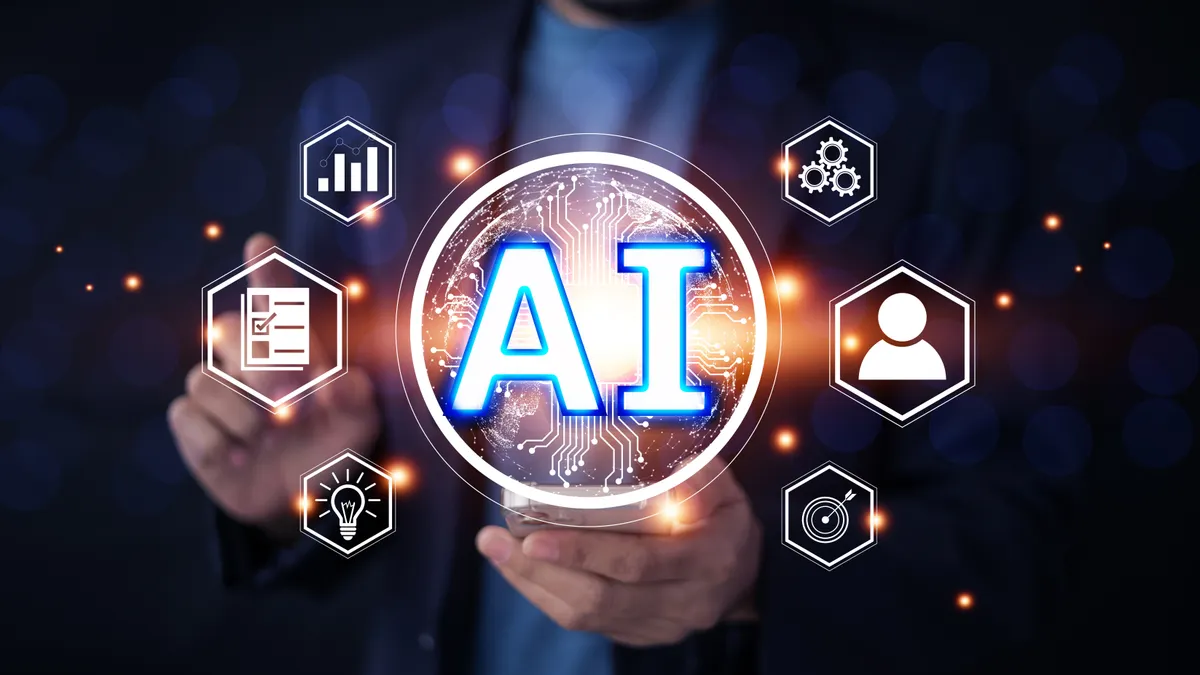 A businessperson using an AI chatbot