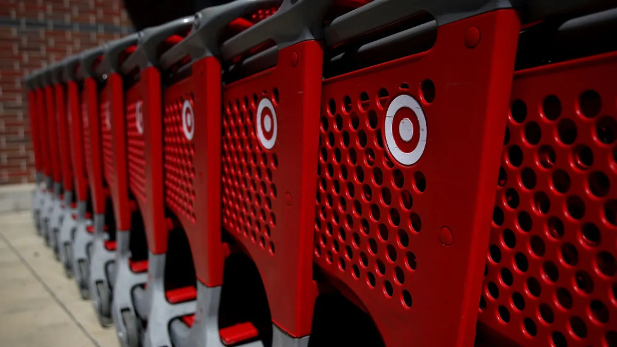 Target shopping carts outside of the store