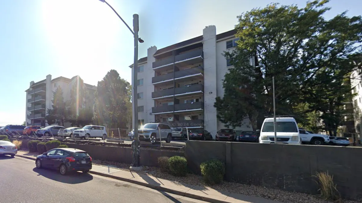 A mid-rise apartment building.