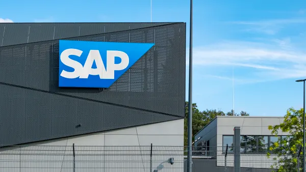 SAP logo displayed on a building in Walldorf, Germany on July 29, 2024.